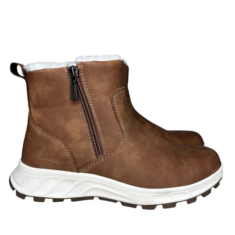 Khombu Brown Winter Zip Ankle Boots